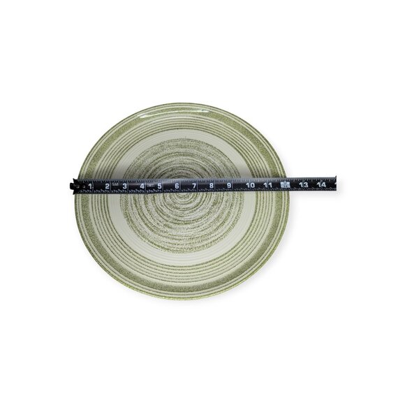 Vintage Max Schonfeld El Verde Casual Ironstone Green & White 12" Round Platter - Picture 11 of 12